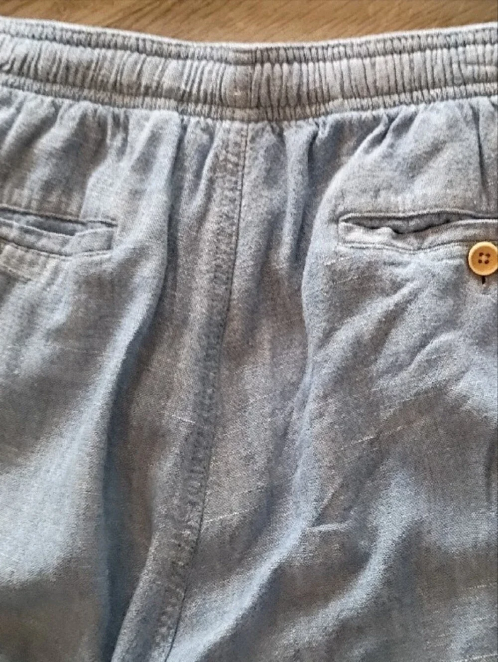 Linen/Viscose Light Blue Casual Drawstring Pants 34-36